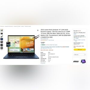 ASUS Zenbook 14" OLED Laptop - Dark Blue